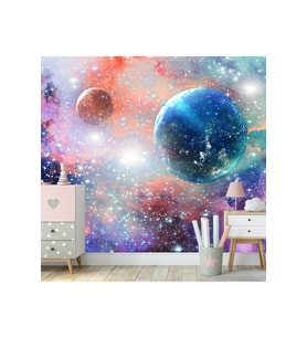 Dreamwall Galaksi Yıldızlar Desenli Silinebilir Tekstil Duvar Kağıdı (Çok Renkli)