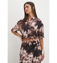 Brown Mocha Tie Dye Cropped Shirt