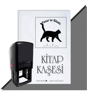 Kişiye Özel  Sevimli Kedi 8 Tarihli Kitap Kaşesi (Siyah)