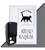 Kişiye Özel  Sevimli Kedi 8 Tarihli Kitap Kaşesi (Siyah)