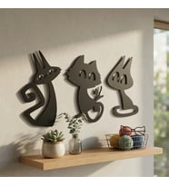 3’Lü Dekoratif Duvar Tablosu Mdf Kesim Duvar Süsü Figürlü Dekor
