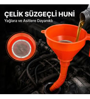 Çelik Süzgeçli Huni - Spiralli ve Sabit Borulu - 2.2 Litre Kapasite