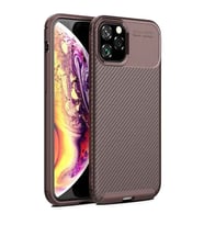 Apple iPhone 12 Pro Max Karbon Desenli Negro Silikon Kılıf (Kahverengi)