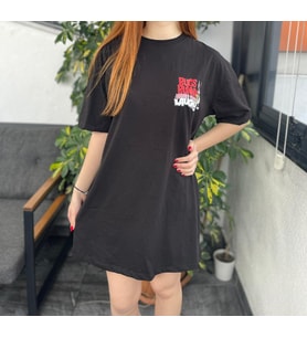 Coool Looney Tunes Oversize Fit Penye Mini Kısa Kollu %100 Pamuk Elbise