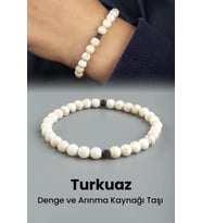 Turkuaz Doğal Taş Beyaz Küre Kesim 6mm Bileklik