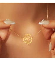 Tasarım Gül Model Kolye 925K Gümüş (Gold)