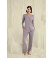 Arias Closet Uzun Kollu Boydan Düğmeli V Yaka Pijama Takımı