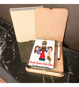 Anneler Günü Hediyesi Ahşap Kutulu Defter Kalem Set 004