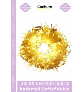 #LedAydınlatma Dekoratif Pilli Süsleme Lambası Pilli Şık 3m 20 Led Gün Işığı 2 Kademeli Şeffaf Kablo