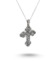 925 Ayar Gümüş Geleneksel Ermeni Haç Budded Cross Tasarım Uzun 55 Cm Kolye