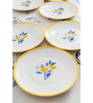 Limon Desenli 20 cm Premium Porselen Pasta ve Kahvaltı Tabağı 6'lı Set