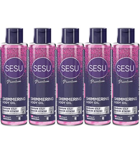 Sesu Simli Cilt Bakım Yağı 150ML (Shımmering Body Oıl) (5 Li Set)
