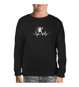 Tenis- Heartbeat Oyun Siyah Çocuk Sweatshirt