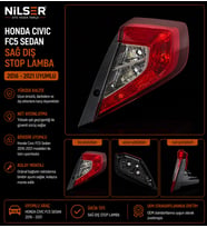 Honda Civic FC5 Sedan Sağ Dış Stop Lamba 2016-2021