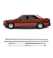 Mercedes W201 E-190 Krom Cam Çıtası 1983-1993 4 Parça P.Çelik