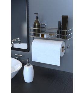 Krom Yapışkanlı Raflı Kağıt Rulo Havluluk, Peçetelik, Havlu Kağıltlıklı Banyo Mutfak Düzenleyici