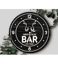 BK Gift Barlara Özel Dekoratif Siyah Ahşap Duvar Saati 35cm-20 , Bar Duvar Saati , Cafe Duvar Saati , Özel Ahşap Saat