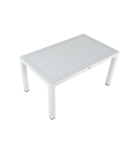Mandella 90x150 Elit Rattan Masa (Camlı) BEYAZ