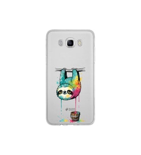 Samsung Galaxy J7 2016 ile Uyumlu Splash Tembel Hayvan Tasarımlı Şeffaf Silikon Kılıf