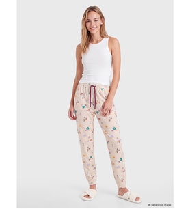 LCW DREAM Bej Beli Lastikli Desenli Kadın Pijama Altı