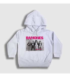 Presmono Unisex Çocuk Beyaz Anthology Ramones Kapüşonlu Sweatshirt 169368tt