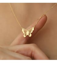 Kişiye Özel 925 Ayar Gümüş Zarif Kelebek Kolye (Gold)