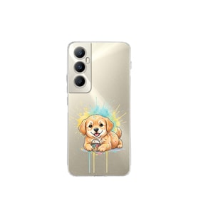 Poco C65 ile Uyumlu Splash Köpek Tasarımlı Şeffaf Silikon Kılıf