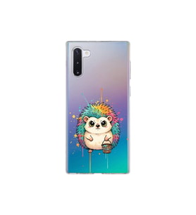 Samsung Galaxy Note 10 ile Uyumlu Splash Kirpi Tasarımlı Şeffaf Silikon Kılıf