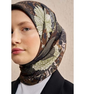 Mor Kahve Ed Scarf Vision Art Collection Mozaic Eşarp