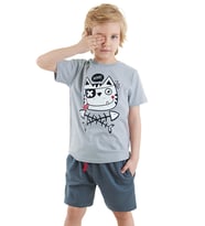 Ahoy Kedi Erkek Çocuk T-shirt Şort Takım (Karışık)
