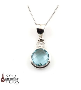 Bayan Blue Topaz Taşlı Gümüş Kolye