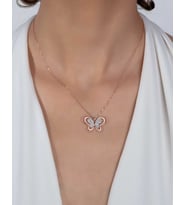 Pırlanta Modeli Gümüş Kelebek Kolye