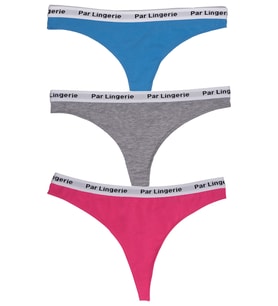 KADIN 3LÜ STRING TANGA MAVİ-GRİ-FUŞYA