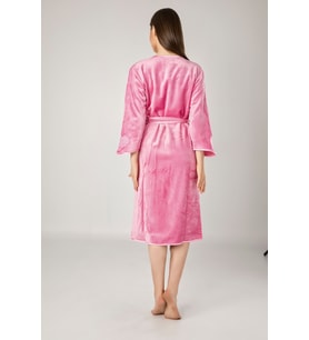  Nuşa Kimono Nakışlı Cotton Bayan Bornozu (Gül Kurusu)