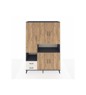 Hyperion Dolap 10 Raflı 2 Çekmeceli 5 Kapaklı 132x44x195 Antrasit-Çam/Aytaşı