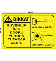 Metal Dikkat Güvenlik İçin Doğru Yerden Tutarak Çekin 15 Cm x 20 Cm Uyarı Levhası Yönlendirme Tabelası