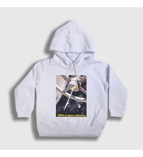 Presmono Unisex Çocuk Beyaz Space Station Film 2001 A Space Odyssey Kapüşonlu Sweatshirt 241847tt