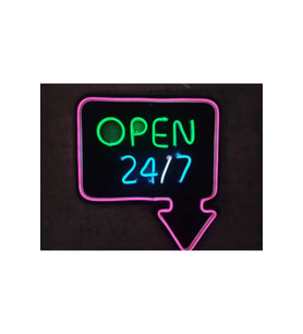 Parlak Neon LED Tabela, 7/24 Açık, Göz Alıcı Yazı Işığı (Krem)