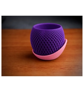 Alvera Küre Saksı – 3D Baskı Kafes Dokulu Iki Parçalı Dekoratif Saksı - Mor-Pembe