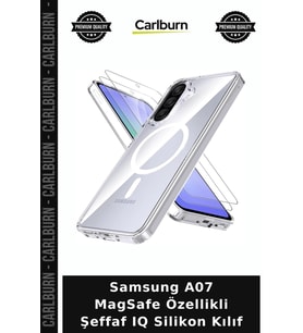 Samsung A07 MagSafe Özellikli Şeffaf IQ Silikon Kılıf Cihaz Koruma Cep Koruyucu Telefon Kabı