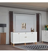 Helena Konsol Beyaz 4 Kapaklı 1 Çekmeceli Ahşap Detaylı 160x80x44 Cm