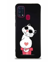 Samsung Galaxy M31 Soft Premier Kapak Coolcat Tasarımlı Silikon Kılıf - Siyah (Şeffaf)