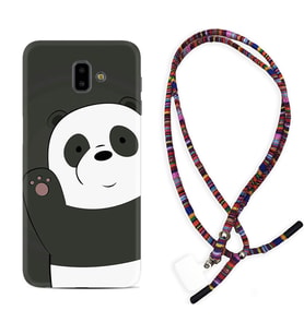 Samsung J6 Plus J7 Prime J7 Pro M20 Kılıf Boyun Asklı Rasta Silikon Hello Panda 1709
