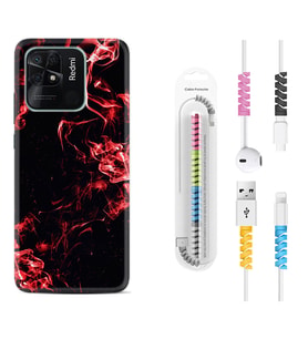 Xiaomi Redmi Note 7 8 9 Pro 10 2022 10 Pro 10S Kılıf Kablo Koruma Spiral Silikon Red Smoke 1745