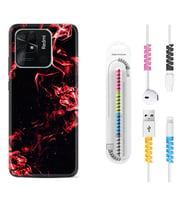 Xiaomi Redmi Note 7 8 9 Pro 10 2022 10 Pro 10S Kılıf Kablo Koruma Spiral Silikon Red Smoke 1745
