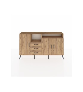 Arges Konsol 5 Raflı 3 Çekmeceli 3 Kapaklı 176x30x99 Çam-Çam