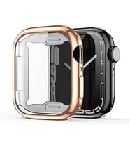 Dux Ducis Samo Series Apple Watch 45mm için Soft TPU Full Koruma Ultra İnce Silikon Kılıf (Beyaz-Rose Gold)