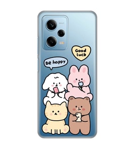 Redmi Note 12 Pro 5G Uyumlu Sevimli Ayıcıklar Desenli Şeffaf Telefon Kılıfı