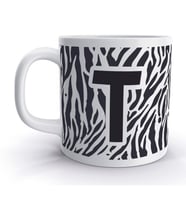 T Harfi Zebra  Tasarım Desenli Harfli Kupa Bardak
