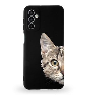 Samsung Galaxy A04s Uyumlu Lansman Kılıf. Altı Kapalı İçi Kadife  Catface Tasarımlı Silikon Kapak (Şeffaf)